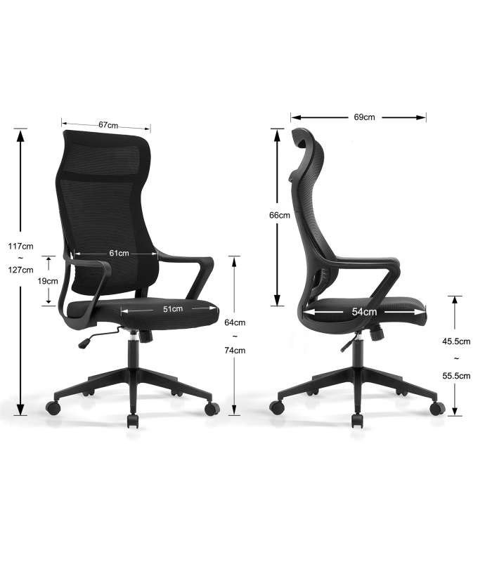 copy of Chaise de bureau pivotante relevable avec appui-tête 61