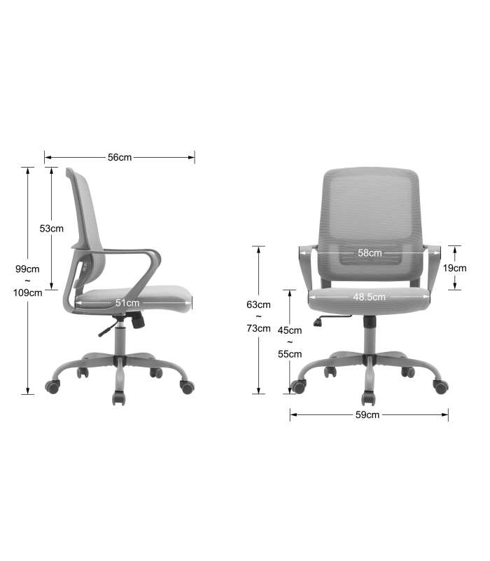 copy of Chaise de bureau pivotante relevable avec appui-tête 61