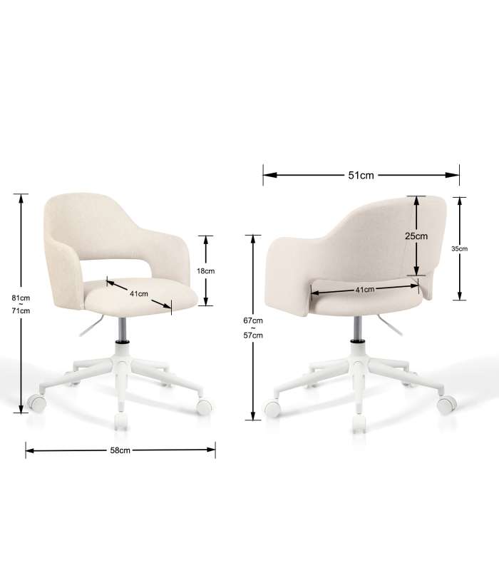 copy of Chaise de bureau pivotante relevable avec appui-tête 61