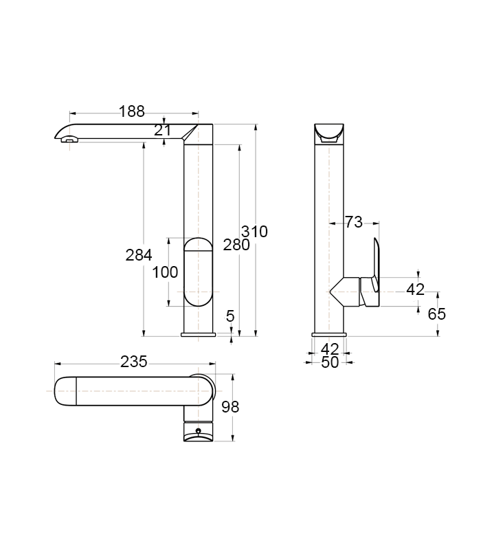 Mitigeur monocommande Allemagne en noir 31 cm(hauteur)18