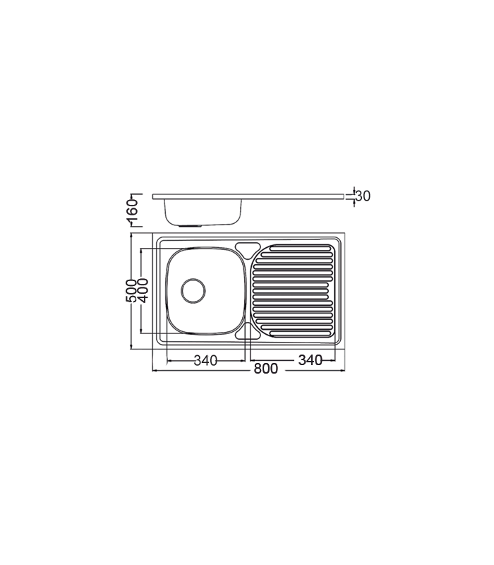 copy of Sink for furniture with drainer model sp8050