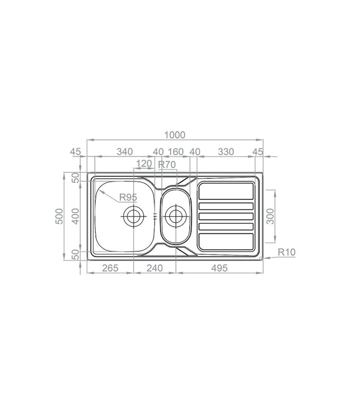 Sink with drainer with/without hole faucet from10050