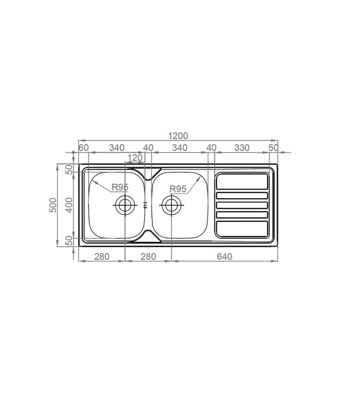 Sink with drainer with/without hole faucet from12050