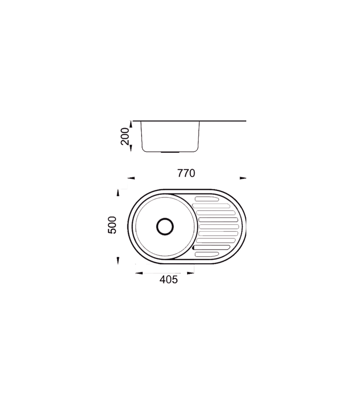 Sink with drainer with/without hole tap se7750