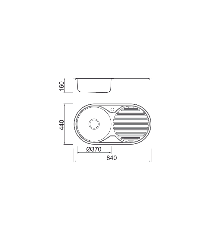 copy of Sink with drainer with/without hole tap se8444