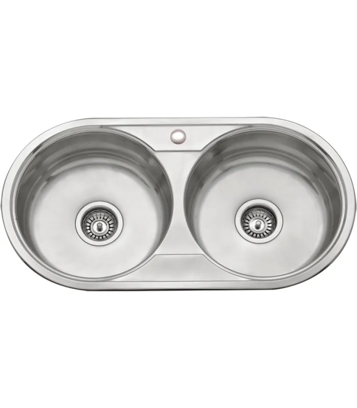 2 breast sink in stainless steel with/without hole faucet of8444