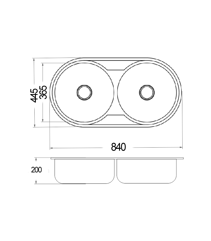 2 breast sink in stainless steel with/without hole faucet of8444