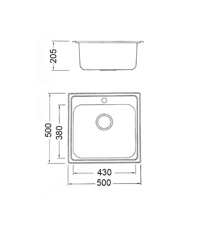 Évier monobloc en acier inoxydable Ukraine 20 cm(hauteur)50