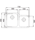 Évier à 2 cuves en acier inoxydable Portugal 73 cm (largeur) 45