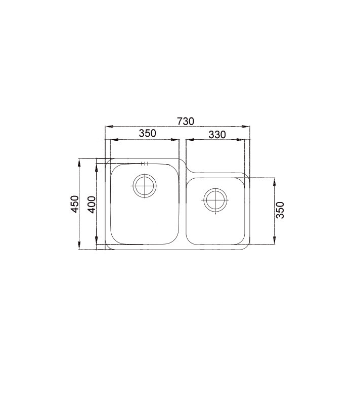 2-breasted sink in stainless steel model du7345