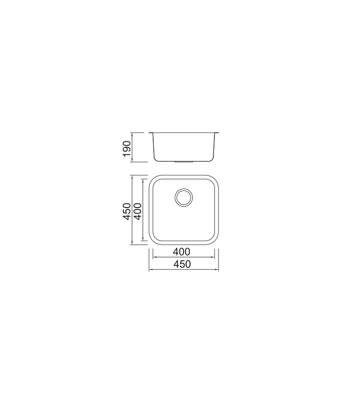 Évier à un seul bac en acier inoxydable Mexique 19 cm(hauteur)