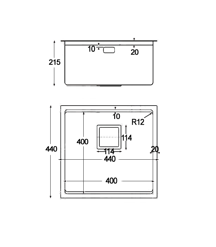 One-breasted sink in stainless steel model sx4444