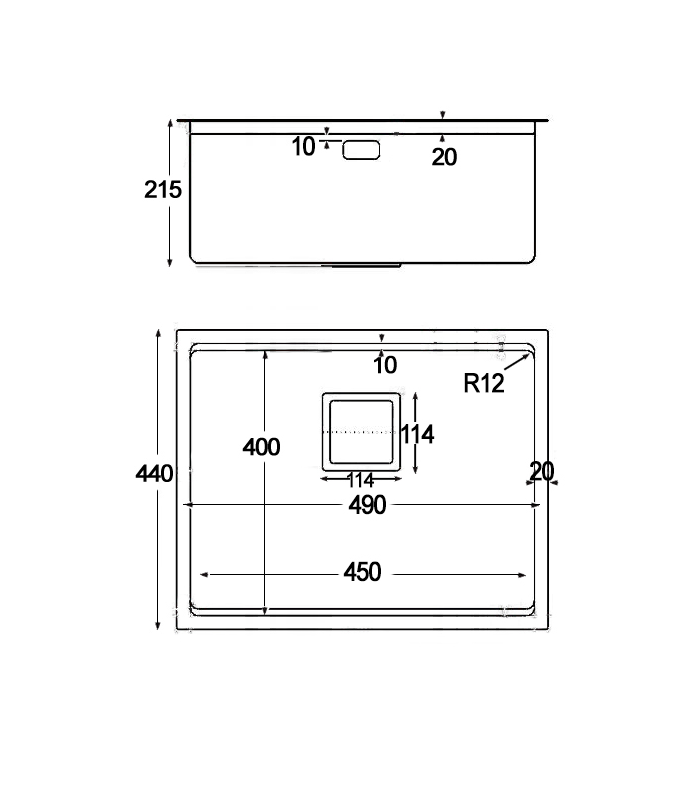 One-breasted sink in stainless steel model sx4944