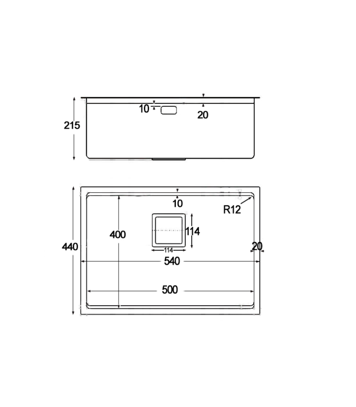 One-breasted sink in stainless steel model sx5545