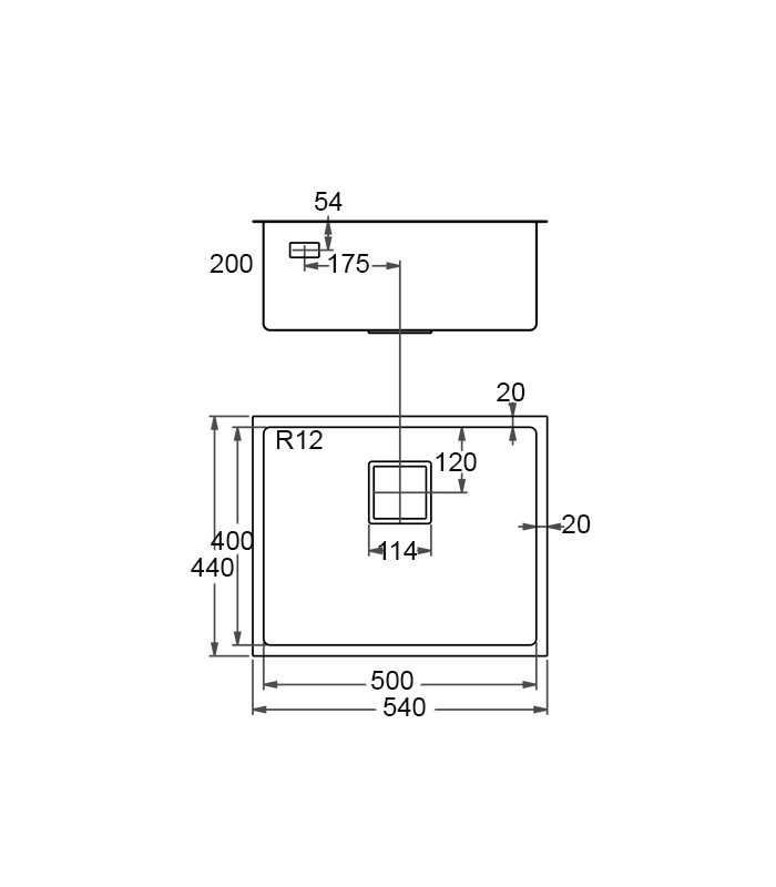 One-breasted sink in stainless steel model sq5444