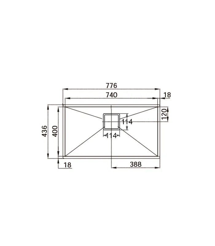 Fregadero de acero inox Israel, 77.6x43.6 cm