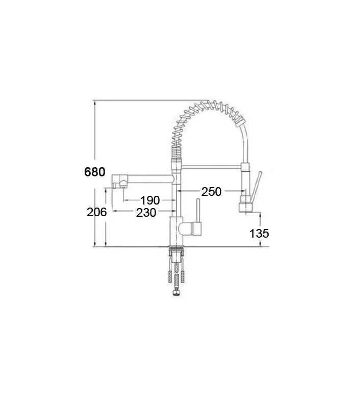 Grifo Monomando Fregadero Columna Industrial Cromo