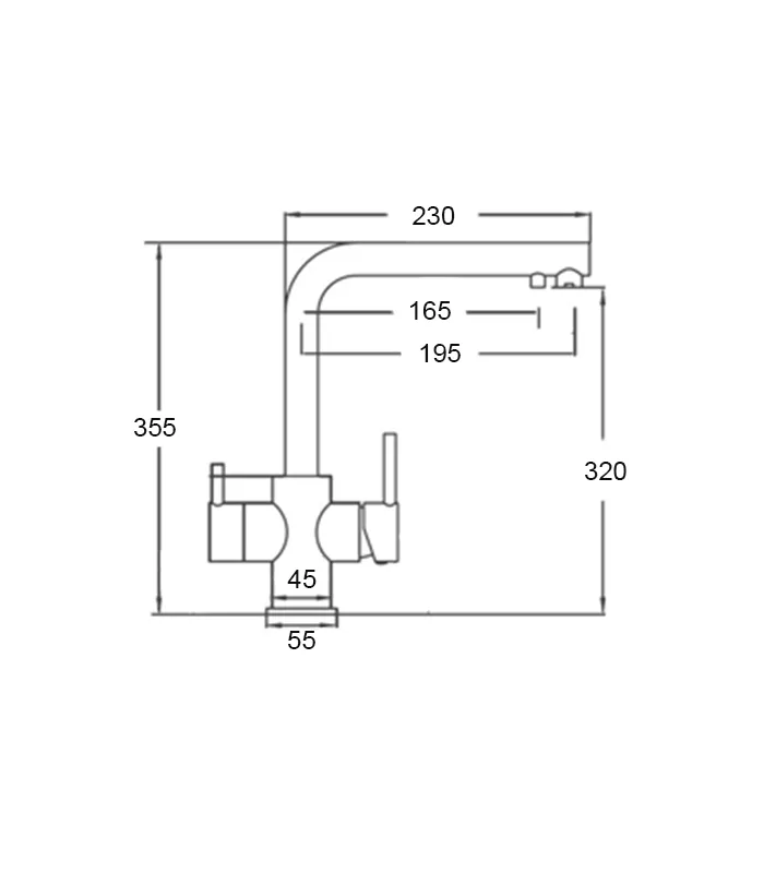 Torneira Cinzento Monomando Osmosis 3 Maneiras Chrome