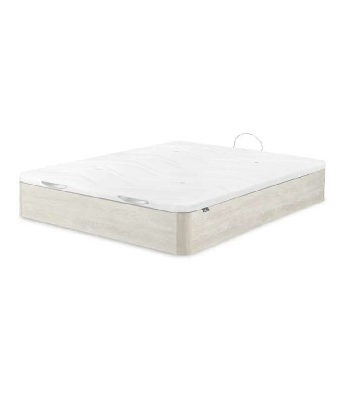 Canape abatible Global de Sonpura madera acabado blanco artico tapa tapizada de 135x190.