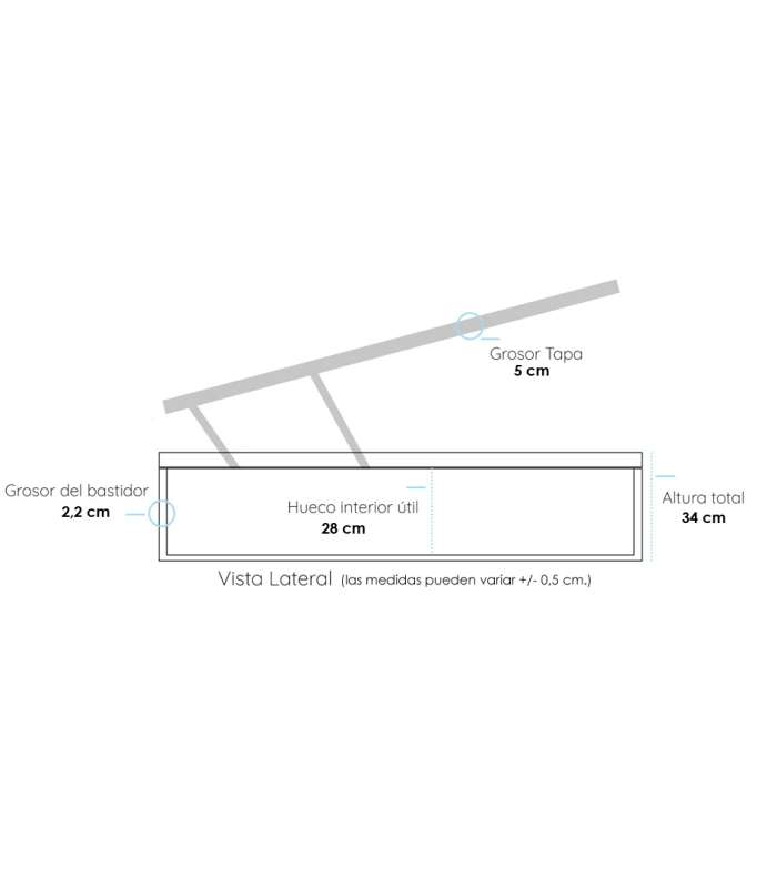 Canape abatible Line de Sonpura madera acabado blanco tapa tapizada de 80x190cm..