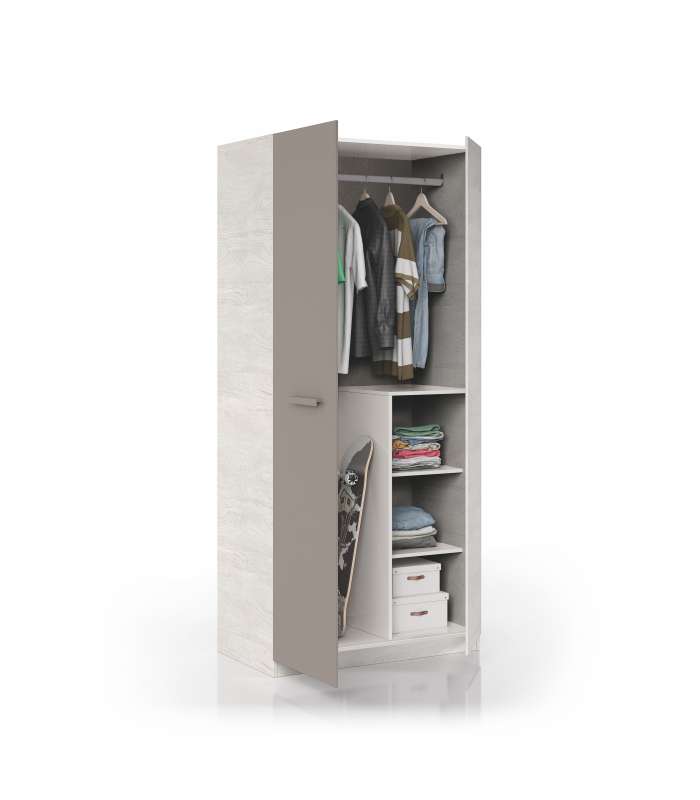 Frs Armoire Alba portes coulissantes finition blanche 200 cm(hauteur)120 cm(largeur)50 cm(longueur)