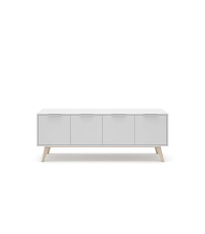 Mueble para televisión 2 puertas 2 huecos Campus acabado blanco/blanco cera.