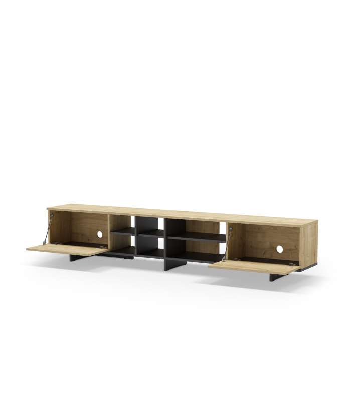 Elegancia y funcionalidad: Mueble TV Celia en roble y negro.