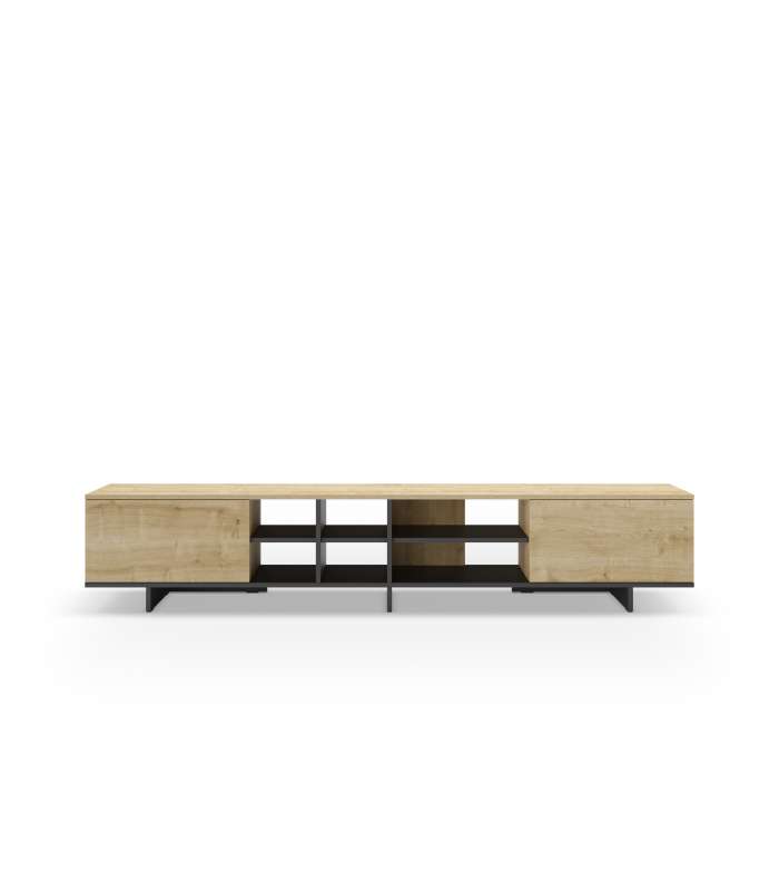 Elegancia y funcionalidad: Mueble TV Celia en roble y negro.