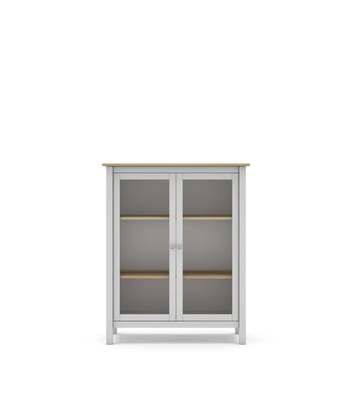 Vitrina moderna de madera blanca con roble