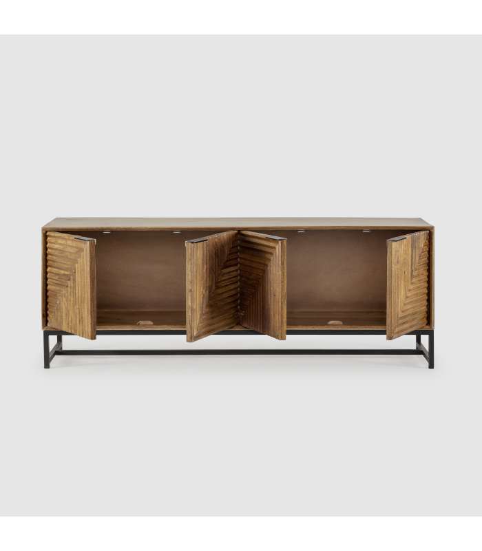 Elegante mueble TV Nerea de madera de mango con 4 puertas