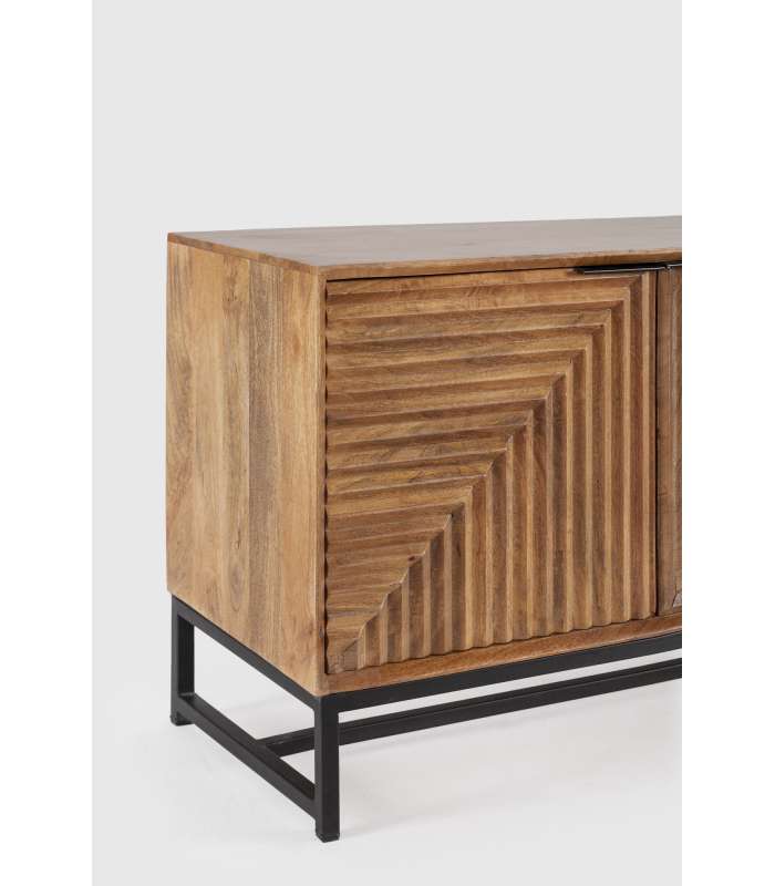 Elegante mueble TV Nerea de madera de mango con 4 puertas