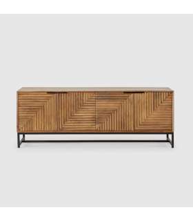 Elegante mueble TV Nerea de madera de mango con 4 puertas