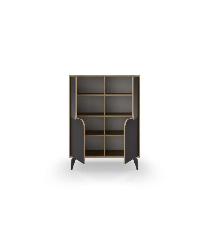 Elegancia y funcionalidad: Mueble auxiliar Nora en roble y negro.