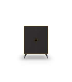 Elegancia y funcionalidad: Mueble auxiliar Nora en roble y negro.