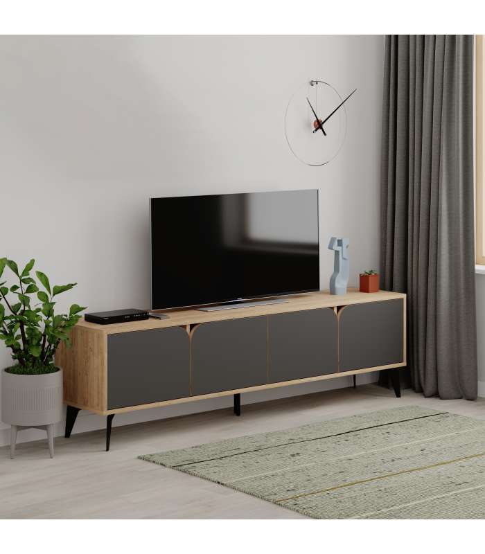 Elegante mueble para TV Nora con diseño en roble y negro