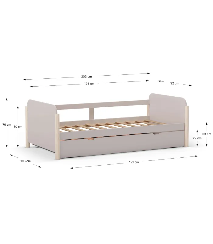 Cama nido juvenil Emma crema/cera blanca, 198.5x105cm