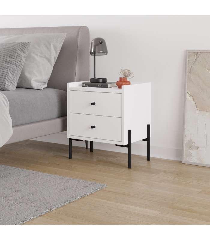 Mesita de noche para dormitorio modelo Yoko 2 cajones varios colores a elegir.