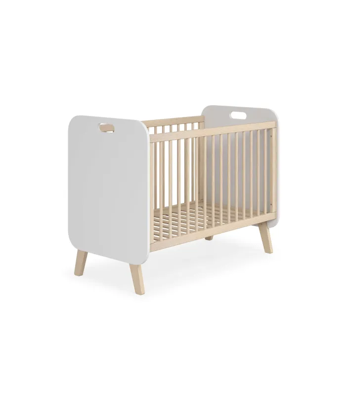 Cuna Francia blanca con patas de madera natural
