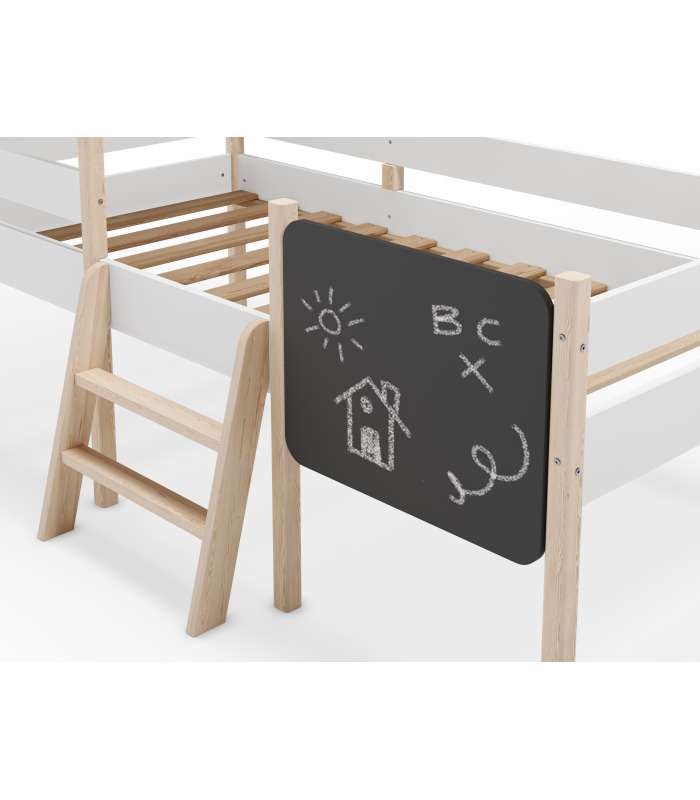 Lit gigogne pour jeunes avec sommier blanc/naturel 62 cm (hauteur) 200 cm (largeur) 98,5 cm (profondeur).