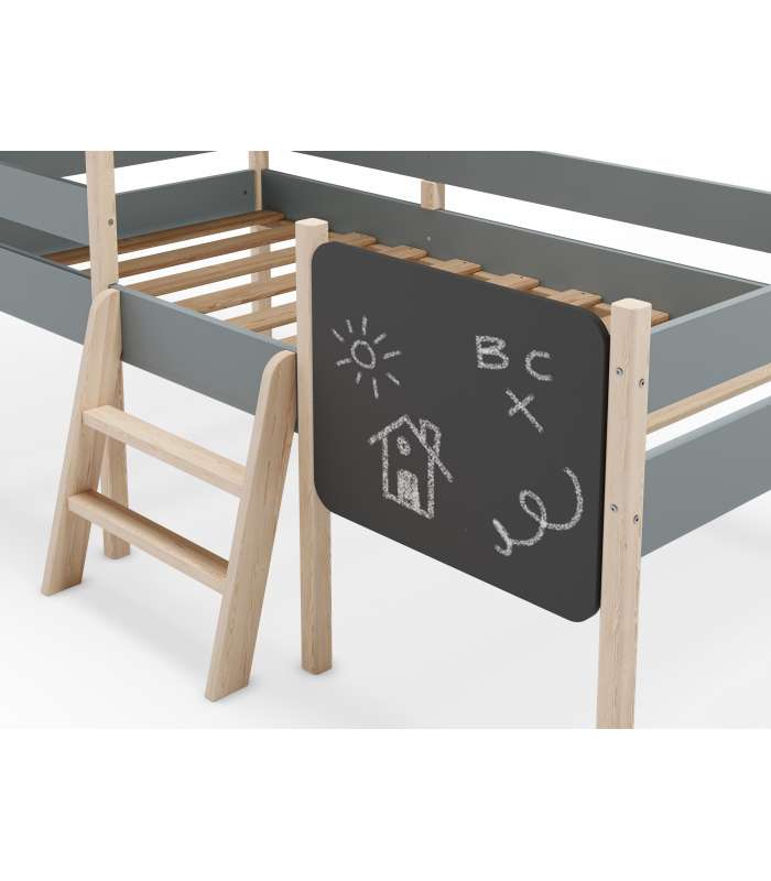 Lit gigogne pour jeunes avec sommier blanc/naturel 62 cm (hauteur) 200 cm (largeur) 98,5 cm (profondeur).