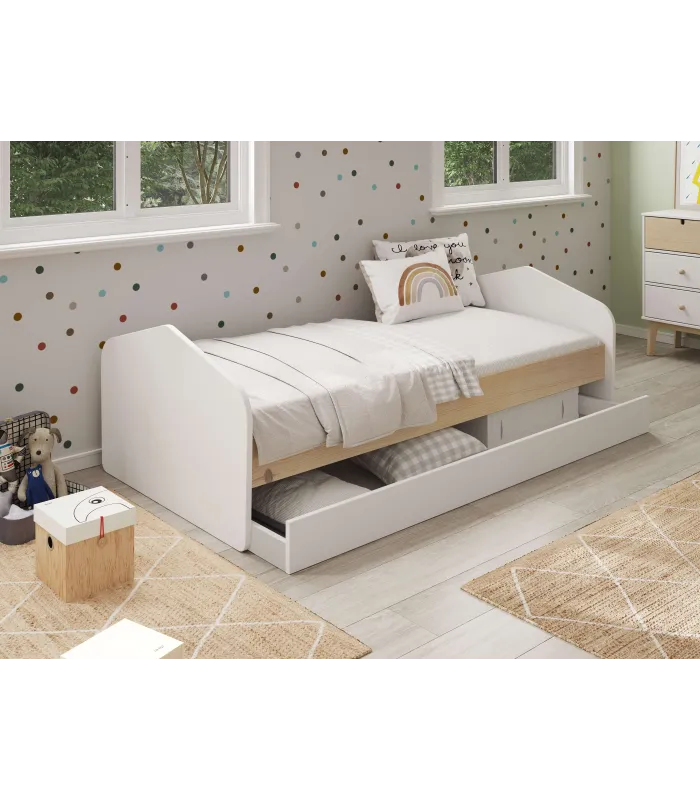 Cama nido juvenil Estela, blanco/cera, 100x205.4cm