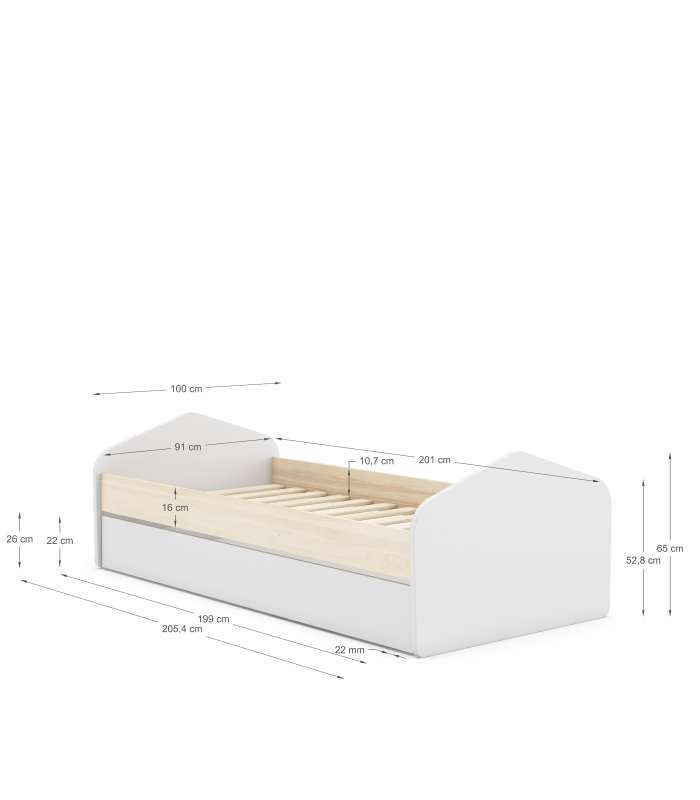 Buy CAMA NIDO 0.90 KIARA 90X190 BLANCO/NATURAL