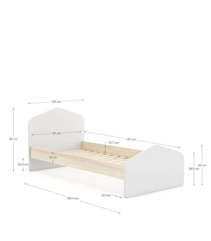 Buy CAMA NIDO 0.90 KIARA 90X190 BLANCO/NATURAL