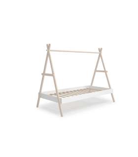 Lit gigogne pour jeunes avec sommier blanc/naturel 62 cm (hauteur) 200 cm (largeur) 98,5 cm (profondeur).