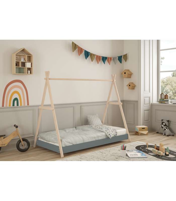 Lit gigogne pour jeunes avec sommier blanc/naturel 62 cm (hauteur) 200 cm (largeur) 98,5 cm (profondeur).