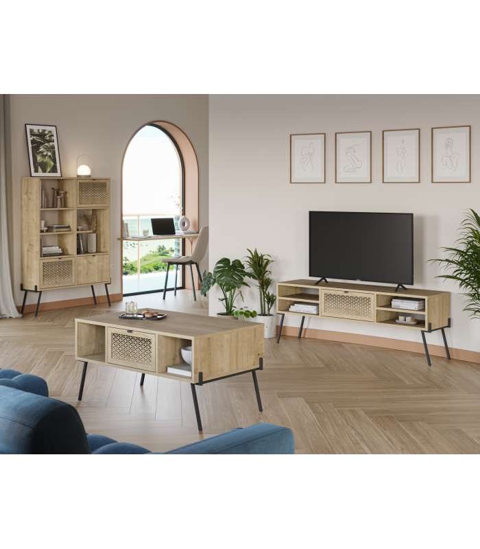 Denia central tabela: elegância natural para sua sala de estar.