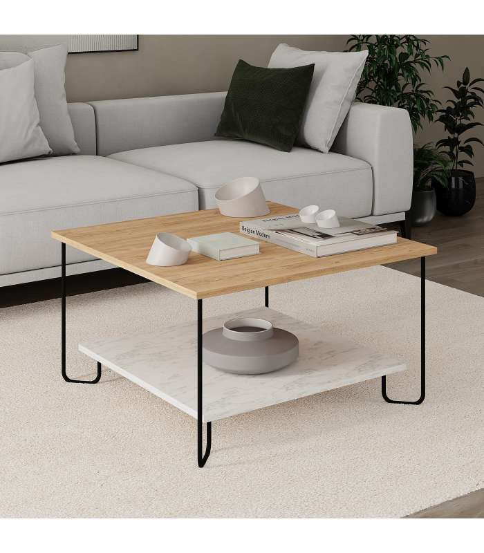 Mesa de centro cuadrada: elegancia natural para tu sala de estar.