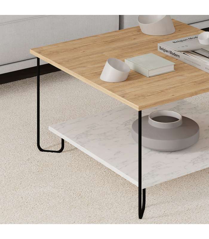 Mkric Mesa rectangular de comedor Comba acabado nogal sabi 76cm(alto) 100cm(ancho) 180cm(largo).