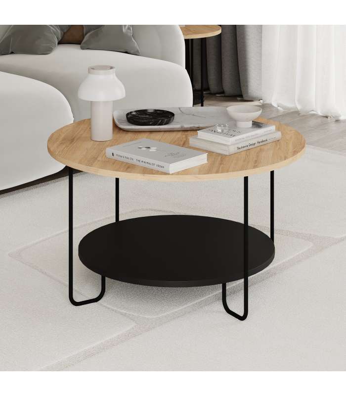 Mesa de centro redonda: elegancia natural para tu sala de estar.