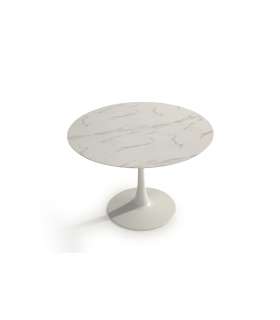 Table ronde Oda finition blanche 75 cm(hauteur) 110 cm(largeur) 110 cm(longueur)